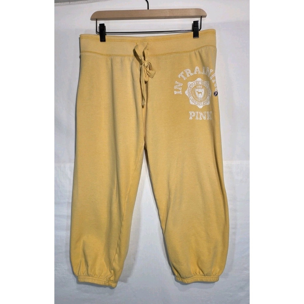 Y2K PINK Victoria's Secret Sweatpants LRG Yellow  My Favorite Sweats Crop Jogger